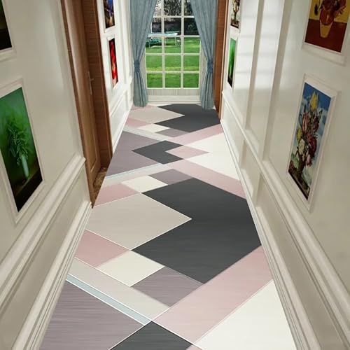 NEYTIIR Läufer Teppiche Moderner Geometrischer Moderner Waschbare rutschfeste Küche Dienstprogramm Halle Langer Läufer Fußmatte Teppich Flur Halle Beliebige Länge(D,60x80cm) von NEYTIIR
