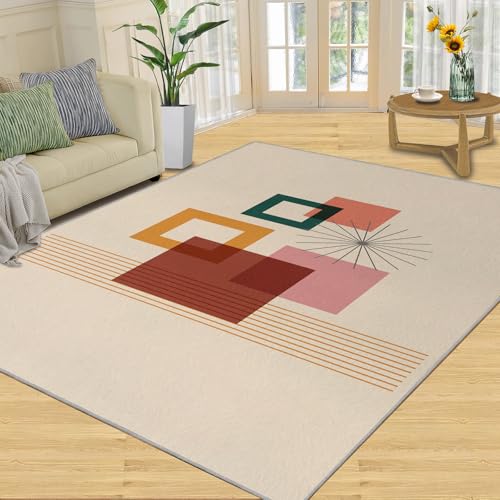 NEYTIIR Luxus-Schwarz-Gold-Rose Teppiche Gegend, Goldene Textur Waschmaschinenfest Wohnzimmerteppich - Für Terrasse Garten, Küche, Bad(Medieval Brown Geometry,160 x 220 cm) von NEYTIIR