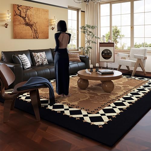 NEYTIIR Vintage Wohnzimmer Luxus Teppich Schlafzimmer Home Decor Teppich Eingangsbereich Garderobe Esszimmer Rutschfester(B,140X200CM) von NEYTIIR