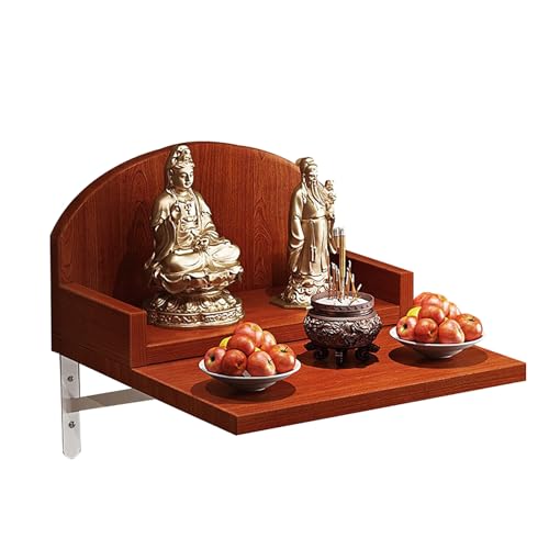 NEYTIIR Wall-Mounted Buddha Altar Shelf, Wooden Buddhist with Metal Support Frame, Fence Design On Both Sides, Guanyin Cabinet Ancestral Shrine(C,X-Large) von NEYTIIR