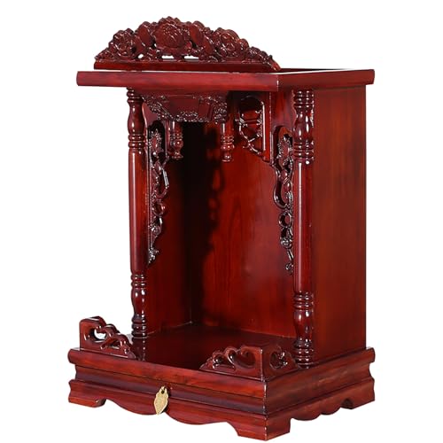 NEYTIIR Wandmontierter Schrein, Altar-Haustier-Asche-Haus-Pooja-Tisch, Holz-buddhistischer Nischen-Tempel-Schrein-Altar-Regal, Buddha-Regal-Statue-Ständer-Holz-Mandir(B,18 inches) von NEYTIIR