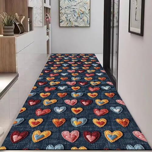 NEYTIIR Waschbarer Läufer Teppich Flur Blumenmuster Bettvorleger Blumen Boho Modern Küchen Wohnzimmer Schlafzimmer Teppiche rutschfest Kurzflor Weich Flurläufer Teppichläufer(B,1.4X1M) von NEYTIIR
