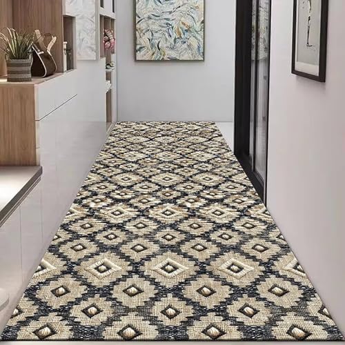 NEYTIIR Waschbarer Läufer Teppich Flur Blumenmuster Bettvorleger Blumen Boho Modern Küchen Wohnzimmer Schlafzimmer Teppiche rutschfest Kurzflor Weich Flurläufer Teppichläufer(H,1.2X1M) von NEYTIIR