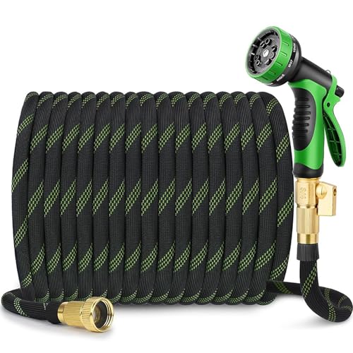 Nicht Erweiterbarer Gartenschlauch, Ultraleichter Und Super Flexibler Wasserschlauch Mit 10 Sprühdüse, Knickfreier Schlauch, Auslaufsicher(100FT) von NEYTIIR