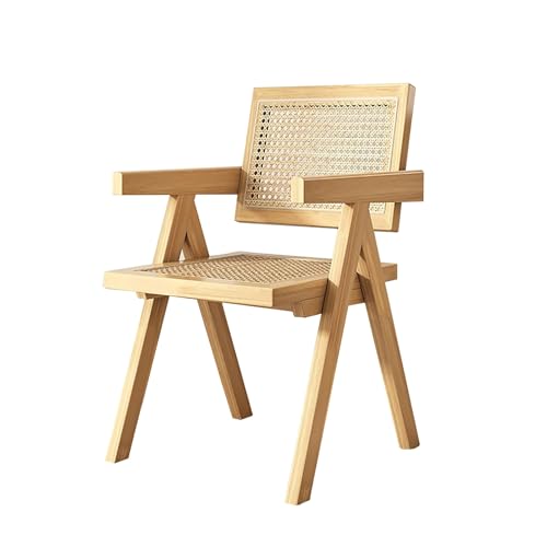 Rattan-Esszimmerstühle, Bequeme Armlehne Aus Holz Mit Geflochtener Rückenlehne Und Sitzfläche, for Esszimmerstühle Im Wohnzimmer, Schlafzimmer, Küche, Restaurant(C,6 Chairs) von NEYTIIR