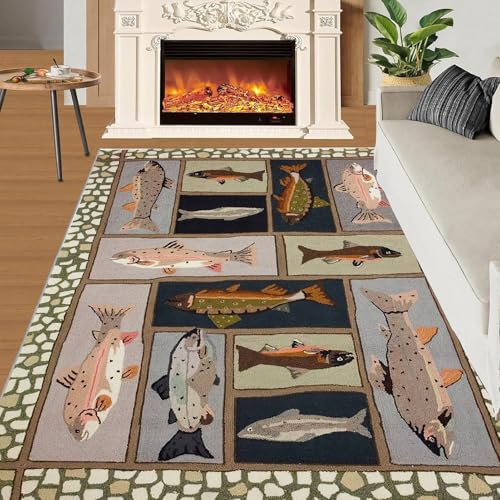 Rustikal Hirsch Jagd Camo Flächenteppich Wildtiere Wald Teppich Boden Anti-Rutsch Schlafzimmer Wohnzimmer Outdoor Wohnkultur(F,180x230cm) von NEYTIIR