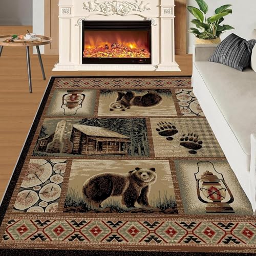 Rustikal Hirsch Jagd Camo Flächenteppich Wildtiere Wald Teppich Boden Anti-Rutsch Schlafzimmer Wohnzimmer Outdoor Wohnkultur(I,70x140cm) von NEYTIIR