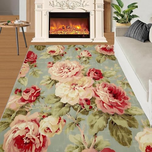 Rustikal Hirsch Jagd Camo Flächenteppich Wildtiere Wald Teppich Boden Anti-Rutsch Schlafzimmer Wohnzimmer Outdoor Wohnkultur(J,70x140cm) von NEYTIIR