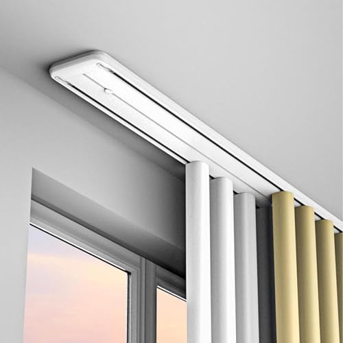 Schienenvorhangschiene, Deckenmontage, Geräuscharmes Hochleistungs-Vorhangschienensystem aus Aluminium, Gleitschienen for Vorhänge, for Schlafzimmer, Wohnzimmer, Krankenhaus(3.8m/12.5ft/150inch) von NEYTIIR