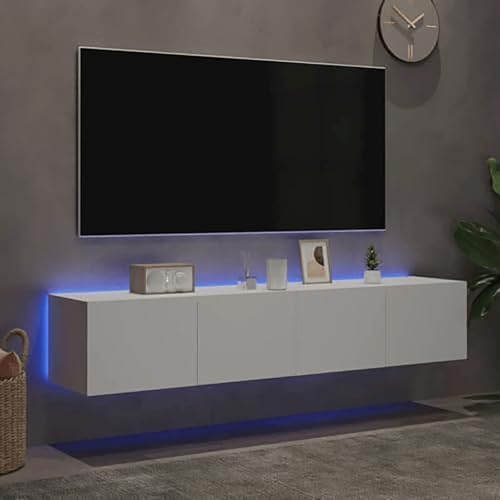 Schwebender TV-Schrank Mit LED-Leuchten, Schwebender TV-Ständer Mit Stauraum, Schwebendes TV-Regal Zur Wandmontage, Entertainment-Center(A) von NEYTIIR