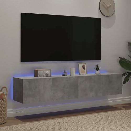 Schwebender TV-Schrank Mit LED-Leuchten, Schwebender TV-Ständer Mit Stauraum, Schwebendes TV-Regal Zur Wandmontage, Entertainment-Center(C) von NEYTIIR