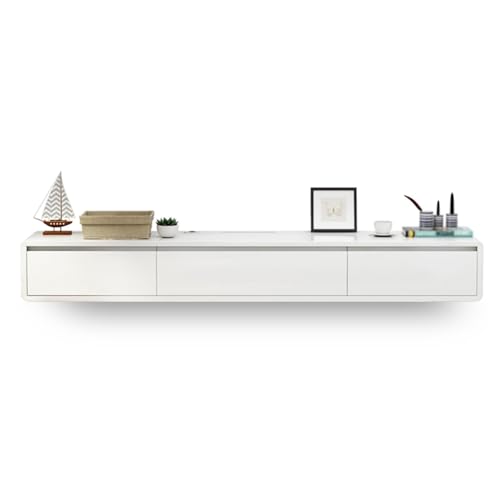 Schwebendes TV-Gerät, Wandmontierte Medienkonsole Mit 2 Schubladen, Kleiner TV-Schrank for Wohnungen, Schwebendes Regal Zur Aufbewahrung Unter Dem Fernseher(E,120cm) von NEYTIIR