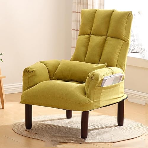 Sessel, Akzentstuhl Mit Holzbeinen Und Hoher Rückenlehne for Kleine Räume, Verstellbarer Gepolsterter Stoffsofa-Clubsessel for Wohnzimmer, Schlafzimmer(A,NO Ottoman) von NEYTIIR