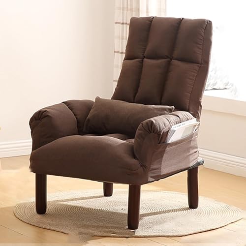 Sessel, Akzentstuhl Mit Holzbeinen Und Hoher Rückenlehne for Kleine Räume, Verstellbarer Gepolsterter Stoffsofa-Clubsessel for Wohnzimmer, Schlafzimmer(B,NO Ottoman) von NEYTIIR