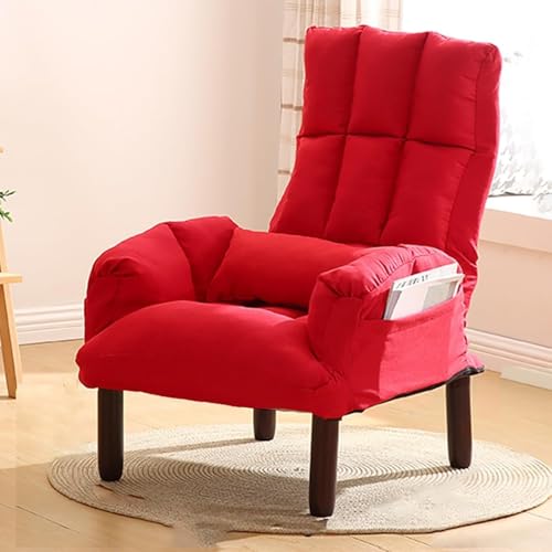 Sessel, Akzentstuhl Mit Holzbeinen Und Hoher Rückenlehne for Kleine Räume, Verstellbarer Gepolsterter Stoffsofa-Clubsessel for Wohnzimmer, Schlafzimmer(D,NO Ottoman) von NEYTIIR