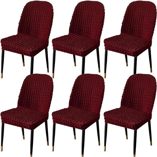 Stretch-Stuhlbezug Mit Gebogener Rückenlehne, Stretch-Stuhlbezüge for Esszimmerstühle, Abnehmbarer Akzentstuhlbezug, Einfache Installation(H,6pack) von NEYTIIR