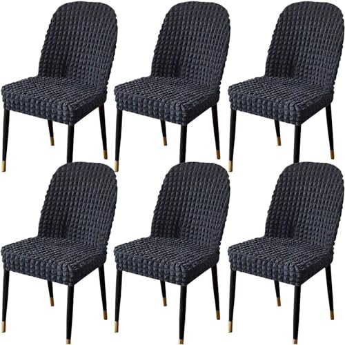 Stretch-Stuhlbezug Mit Gebogener Rückenlehne, Stretch-Stuhlbezüge for Esszimmerstühle, Abnehmbarer Akzentstuhlbezug, Einfache Installation(K,6pack) von NEYTIIR