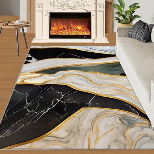 Teppich Kinder Teenager Jungen Spielmatte 3D Abstrakte Marmorstruktur Gedruckt Teppich Wohnzimmer Schlafzimmer Dekoration(Abstract Marble,150 x 240 cm) von NEYTIIR