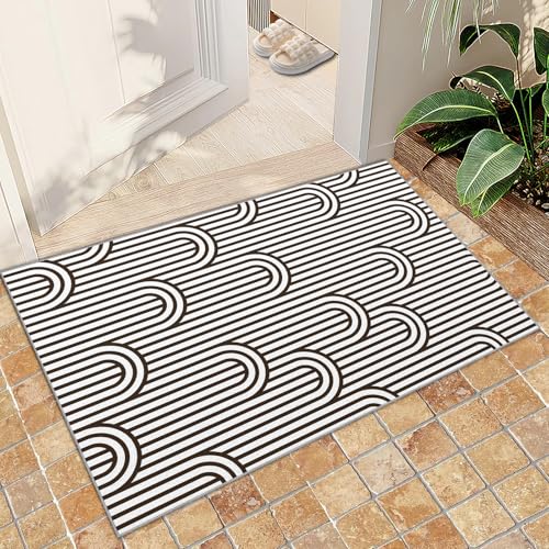 Teppich Kinder Teenager Jungen Spielmatte 3D Abstrakte Marmorstruktur Gedruckt Teppich Wohnzimmer Schlafzimmer Dekoration(Black and White Line,60 x 90 cm) von NEYTIIR