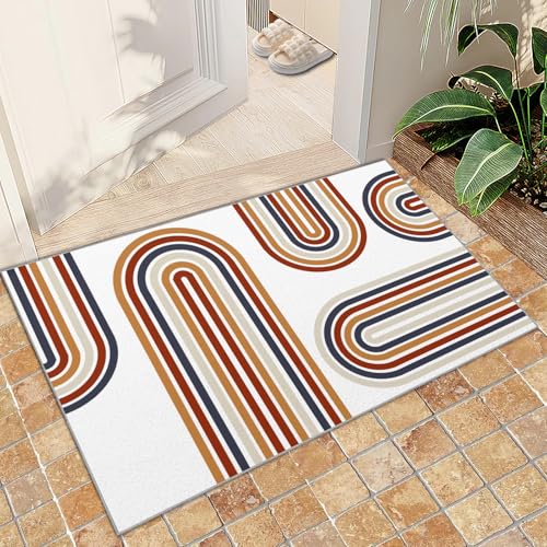 Teppich Kinder Teenager Jungen Spielmatte 3D Abstrakte Marmorstruktur Gedruckt Teppich Wohnzimmer Schlafzimmer Dekoration(Cartoon Rainbow Lines,60 x 140 cm) von NEYTIIR