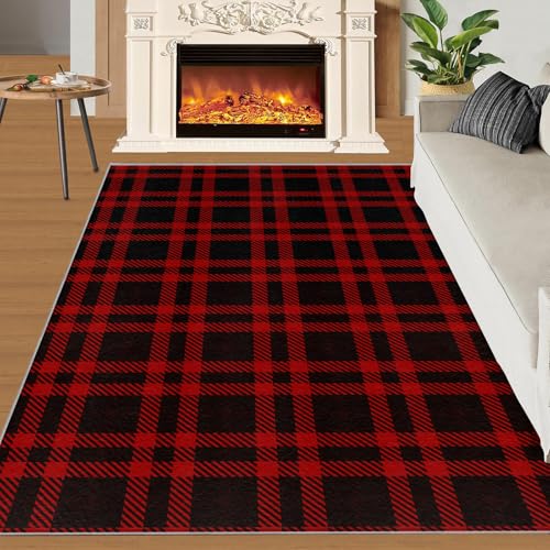 Teppich Kinder Teenager Jungen Spielmatte 3D Abstrakte Marmorstruktur Gedruckt Teppich Wohnzimmer Schlafzimmer Dekoration(Christmas Stripes,150 x 200 cm) von NEYTIIR