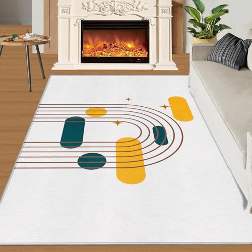 Teppich Kinder Teenager Jungen Spielmatte 3D Abstrakte Marmorstruktur Gedruckt Teppich Wohnzimmer Schlafzimmer Dekoration(Curved Arch Stripes,150 x 200 cm) von NEYTIIR