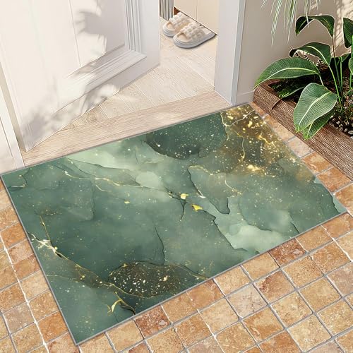 Teppich Kinder Teenager Jungen Spielmatte 3D Abstrakte Marmorstruktur Gedruckt Teppich Wohnzimmer Schlafzimmer Dekoration(Green Emerald Marble,60 x 90 cm) von NEYTIIR