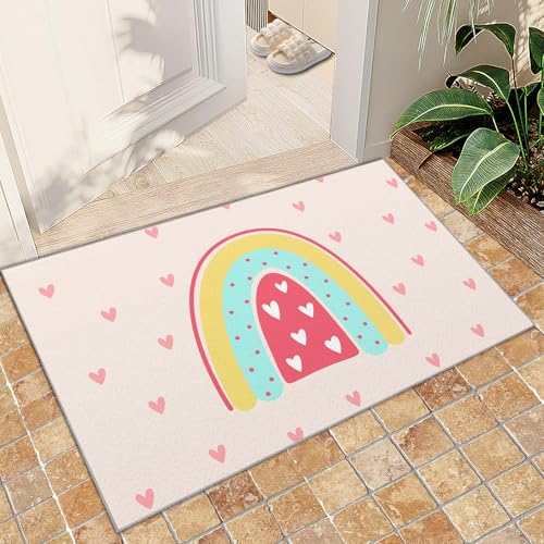 Teppich Kinder Teenager Jungen Spielmatte 3D Abstrakte Marmorstruktur Gedruckt Teppich Wohnzimmer Schlafzimmer Dekoration(Love Rainbow,60 x 120 cm) von NEYTIIR