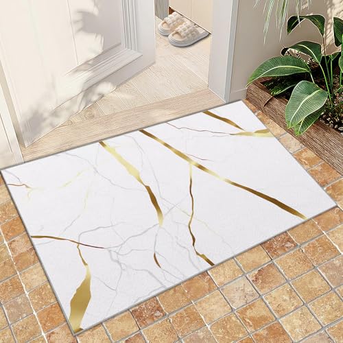 Teppich Kinder Teenager Jungen Spielmatte 3D Abstrakte Marmorstruktur Gedruckt Teppich Wohnzimmer Schlafzimmer Dekoration(Luxury White Marble,50 x 80 cm) von NEYTIIR