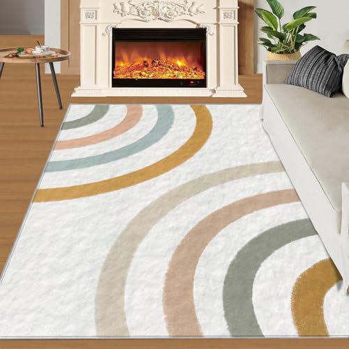 Teppich Kinder Teenager Jungen Spielmatte 3D Abstrakte Marmorstruktur Gedruckt Teppich Wohnzimmer Schlafzimmer Dekoration(Simple Geometric,70 x 120 cm) von NEYTIIR
