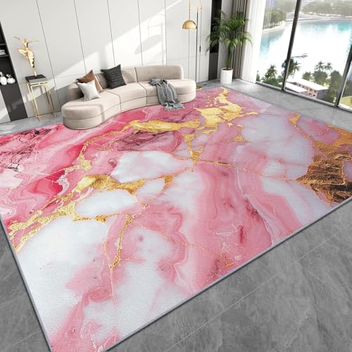 Teppich Marmor Optik - Teppich Wohnzimmer, Großer Abstrakt Modern, Weich Kurzflor & Waschbar rutschfest Wohnzimmerteppich(G,180x230cm) von NEYTIIR