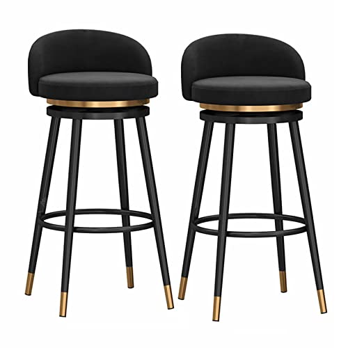 Verstellbare Barhocker 1/2er-Set, Drehbare Barhocker Mit Fußstütze Und Bequemer Rückenlehne, Thekenhöhenstuhl for Küche, Esszimmer Und Wohnzimmer(Black,75cm(29.53in)) von NEYTIIR