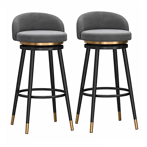 Verstellbare Barhocker 1/2er-Set, Drehbare Barhocker Mit Fußstütze Und Bequemer Rückenlehne, Thekenhöhenstuhl for Küche, Esszimmer Und Wohnzimmer(Grey,75cm(29.53in)) von NEYTIIR