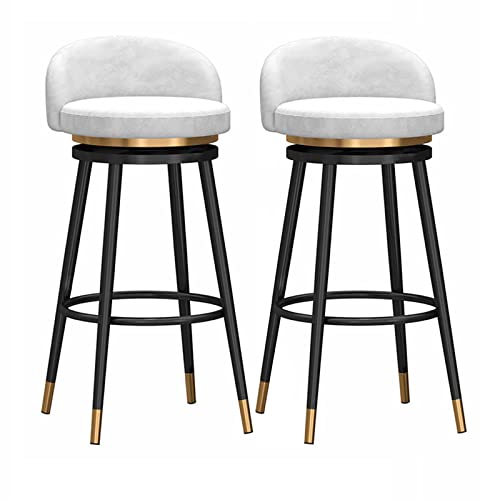 Verstellbare Barhocker 1/2er-Set, Drehbare Barhocker Mit Fußstütze Und Bequemer Rückenlehne, Thekenhöhenstuhl for Küche, Esszimmer Und Wohnzimmer(White,75cm(29.53in)) von NEYTIIR