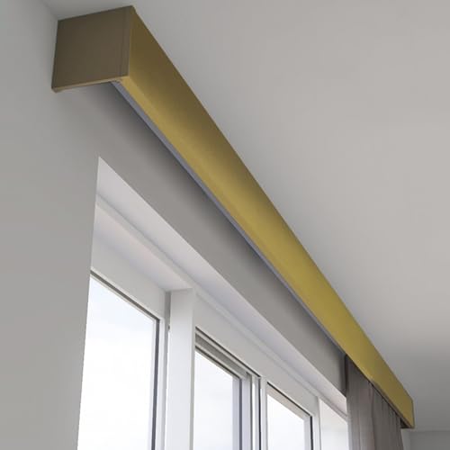 Vorhangschiene Drei-in-Eins-Vorhangschiene Und Volant, All-in-One-Metall-Vorhangleiste For Wand-/Deckenmontage, Verdunkelungs-Dekorpaneel-Fenstervorhangschienen(Gold-ceiling Mount,1m (3.3ft)) von NEYTIIR