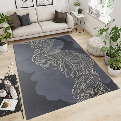 Waschbarer Teppich Für Wohnzimmer - Zeitgenössischer Abstrakter Teppich Mit Botanischem Druck, Für Schlafzimmer, Küche, Kinderzimmer(Pattern12,80x220cm) von NEYTIIR