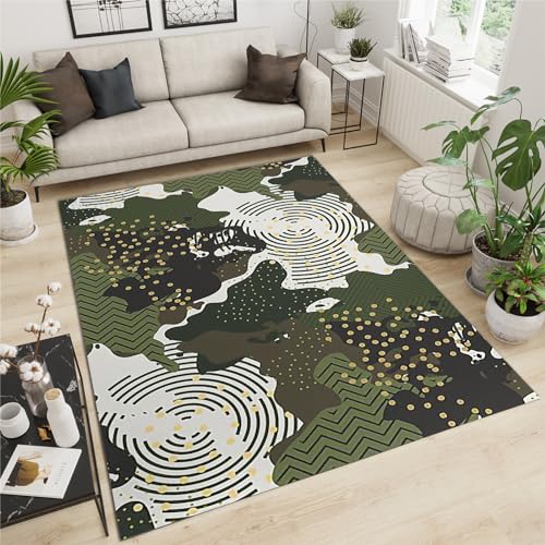 Waschbarer Teppich Für Wohnzimmer - Zeitgenössischer Abstrakter Teppich Mit Botanischem Druck, Für Schlafzimmer, Küche, Kinderzimmer(Pattern20,70x120cm) von NEYTIIR