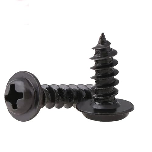 Ctongrun-Zylindrische Kopfschrauben M1,4 M1,7 M2 M2,5 M3 M3,5 M4 Mini Schwarz Stahl PWA Kreuz Runde Kopf Selbstschneidende Schrauben mit Unterlegscheibe, Langlebig und robust(10mm,M1.4 x200pcs) von NEZIH