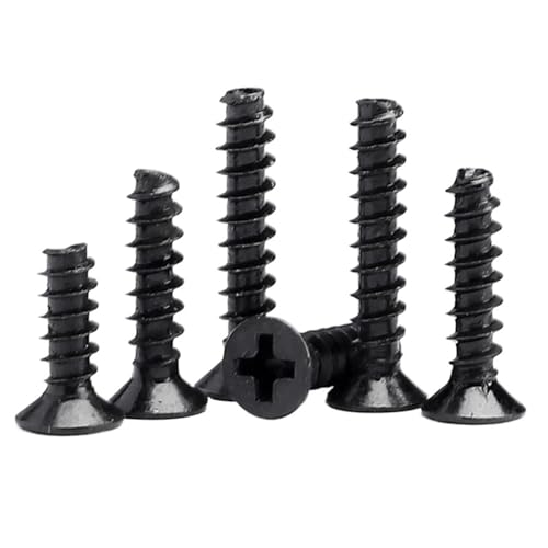 Ctongrun-Zylindrische Kopfschrauben M1 M1,2 M2 M2,3 M2,6 M3 M4 Mini-Schraube aus schwarzem Kohlenstoffstahl, Kreuzschlitz-Senkkopfschraube Langlebig und robust(6mm,M1.6 (200pcs)) von NEZIH