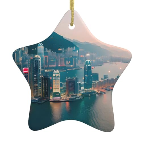 Hong Kong Druck Weihnachten Ornament Stern Form Baum Hängen Andenken Xmas Dekoration Austausch Souvenir von NEZIH