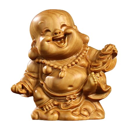 NEZIH Mini Happy Buddha Lachende Statue Freude Big Belly Buddha für Sammlung Tischplatte,Braun,R von NEZIH