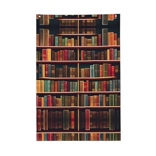 Nezih Bibliotheks-Bücherregal-Buchdruck, 90 x 60 cm, Gartenflagge, Willkommensdekoration, Wandkunst, Hof, Terrasse, Veranda von NEZIH