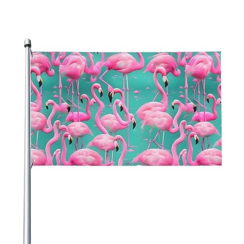 Schöne rosa Flamingos, leicht und elegant, klassische Outdoor-Dekoration, Gartenflagge, Haus, Grußbanner 90 x 150 cm von NEZIH