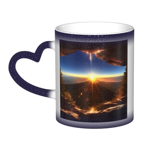 Shining Overlook-Druck, farbwechselnde Tasse im Himmel, hitzeempfindlich, einzigartige Kaffeetasse, Geburtstagsgeschenk von NEZIH