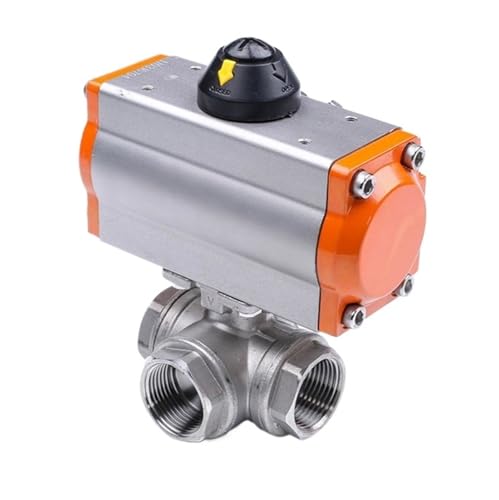 1" 304 Edelstahl Dreiwege-Hochplattform-Pneumatik-Kugelhahn mit doppeltwirkendem Zylinder(L Type) von NEZUCHPV