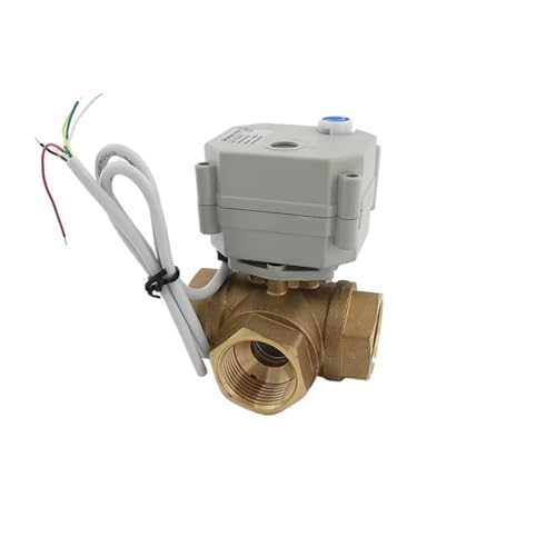 Dreiwege-25 G1 Zoll elektrischer Kugelhahn aus Messing mit Motorantrieb DC12V mit manueller Funktion(T-Flow PlanC,DC12V_CR202) von NEZUCHPV