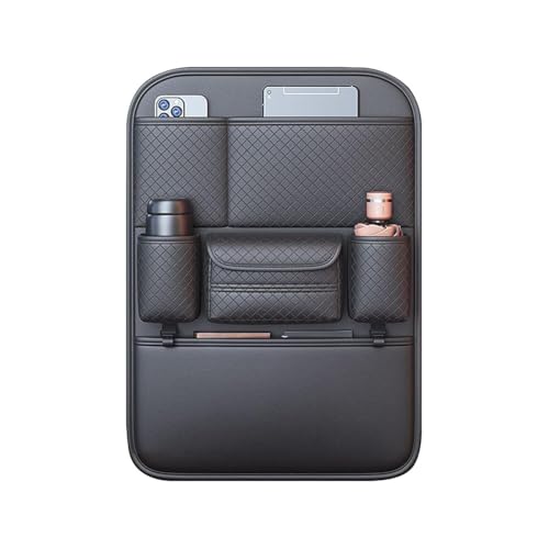 NFAHBAQA Auto Rücksitz Aufbewahrung Organizer Für VW ID.6 ID.5 ID.4 ID.3 ID3 ID4 ID5 ID6, Wasserdicht Multifunktionale Aufbewahrungstasche, Leder Organizer mit Multi Pocket,Black von NFAHBAQA