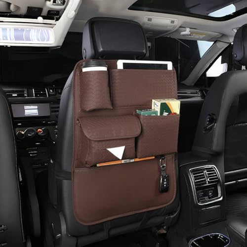 NFAHBAQA Autositz Organizer für 5 Series G30 G31(2017-2024), Wasserdicht Rückenlehnenschutz, Verhindern Kick RüCksitz Veranstalter, mit Pocket, Taschentuchbox,Coffee von NFAHBAQA