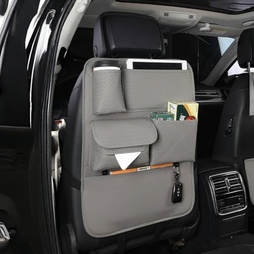 NFAHBAQA Autositz Organizer für 8K2 B8 b6 b7 b8 A6 Q3 Q5 Q7 SQ5, Wasserdicht Rückenlehnenschutz, Verhindern Kick RüCksitz Veranstalter, mit Pocket, Taschentuchbox,Grey von NFAHBAQA