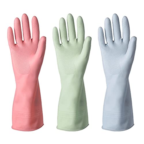 Handschuhe zum Waschen 1Pair-Reinigungshandschuhe Küche wasserdicht Geschirrspülhandschuh Gummi-Teller Waschen for Hausarbeitsarbeiten Reinigungswäscher (Color : Green, Size : S) von NFEGSIYA